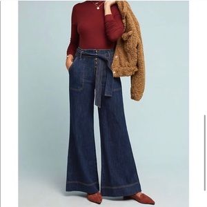 Anthro Pilcro super high rise wide leg jeans